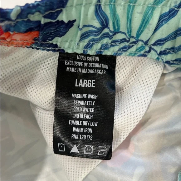 Ring of Fire Mens Shorts Swim Trunks Size L Blue Tropical Parrot Print Novelty - Picture 5 of 7